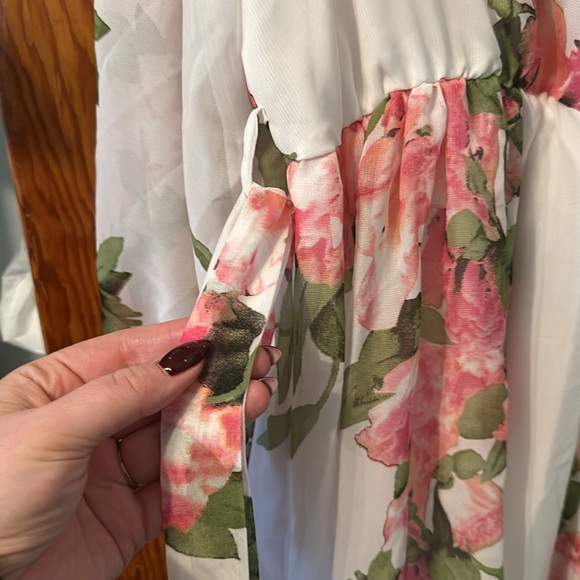 NEW SHEIN Curve Surplice White Pink Floral Dress 3XL - Picture 4 of 6